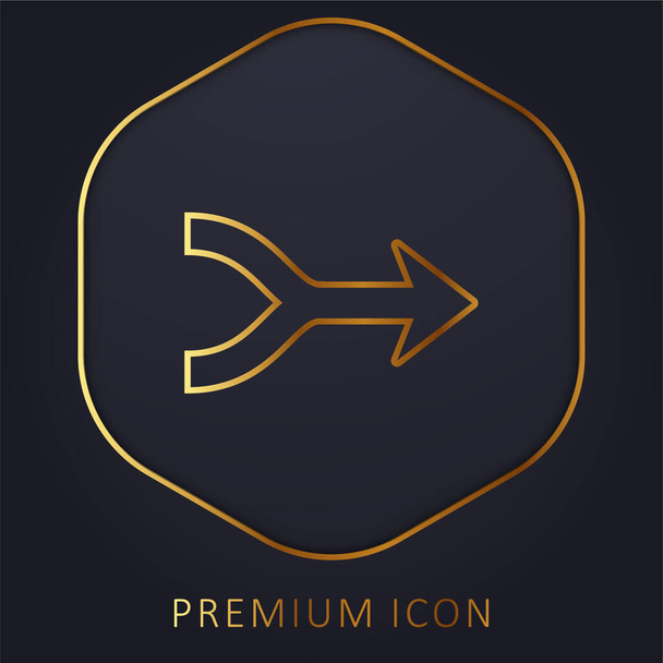 Strzałki scalić wskazując na prawej złotej linii logo premium lub ikona - Wektor, obraz