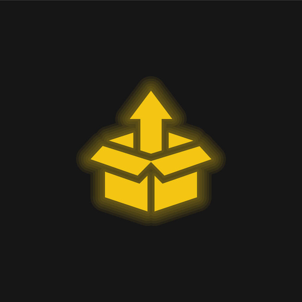 Κουτί κίτρινο λαμπερό νέον εικονίδιο - Διάνυσμα, εικόνα