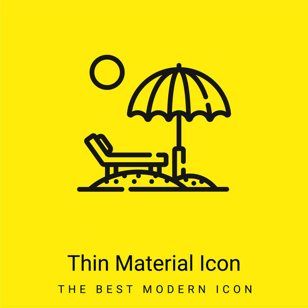 Pláž minimální jasně žlutý materiál ikona - Vektor, obrázek