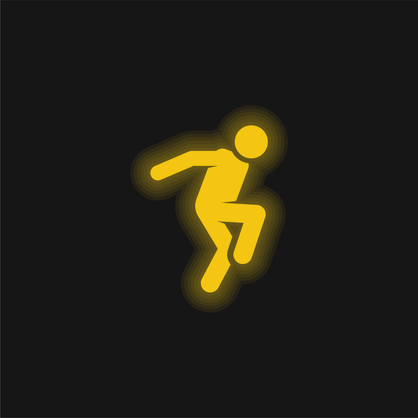 Breakdance amarillo brillante icono de neón - Vector, Imagen