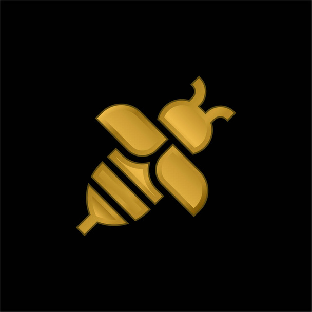 Abeja chapado en oro icono metálico o logo vector - Vector, imagen