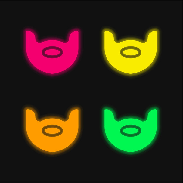 Beard four color glowing neon vector icon - Vector, Image
