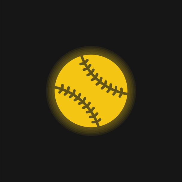 野球黄色の輝くネオンアイコン - ベクター画像