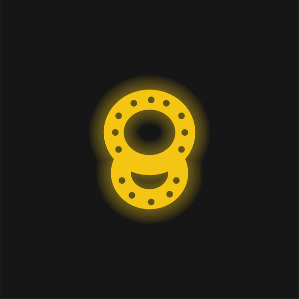 Baby chrastítka dvojice žluté zářící neon ikona - Vektor, obrázek
