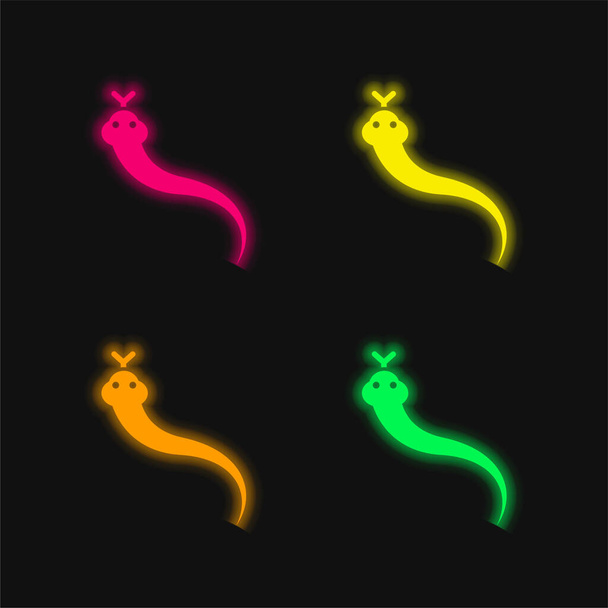 Animal four color glowing neon vector icon - Vector, Image