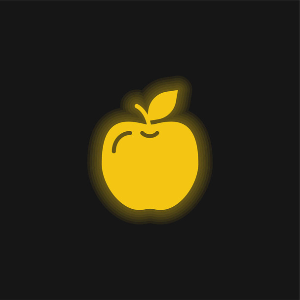 Яблуко жовтий блискучий неоновий значок
 - Вектор, зображення