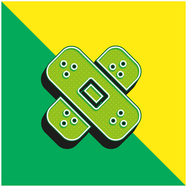 バンドエイドグリーンと黄色の現代的な3Dベクトルアイコンのロゴ - ベクター画像