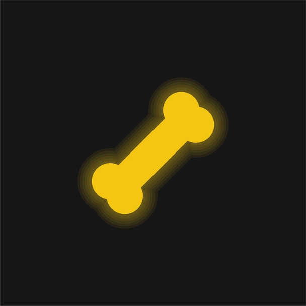 Hueso amarillo brillante icono de neón - Vector, imagen