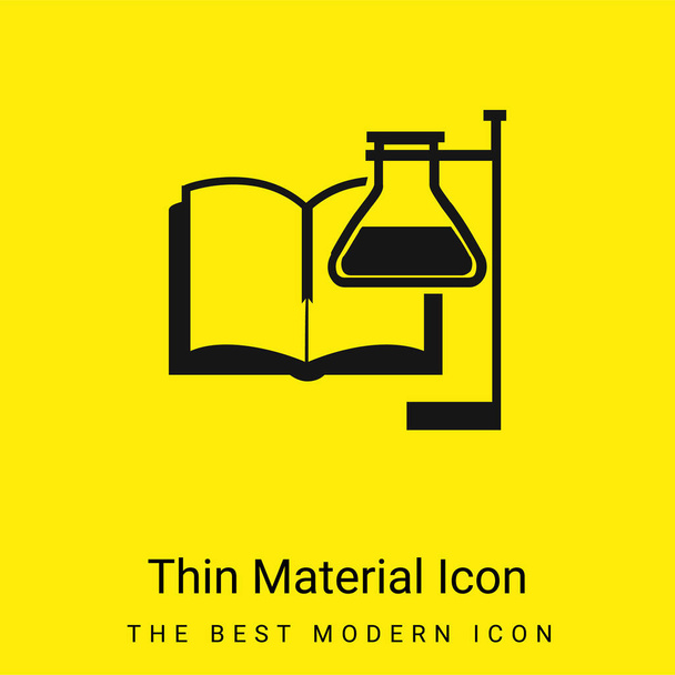Book And Test Tube With Supporter minimal bright yellow material icon - Vector, Image