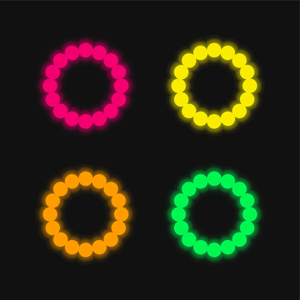 Bracelet four color glowing neon vector icon - Vector, Image