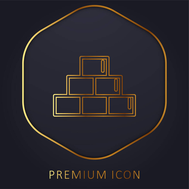 Esquema de ladrillos Símbolo dentro de una línea de oro círculo logotipo premium o icono - Vector, Imagen