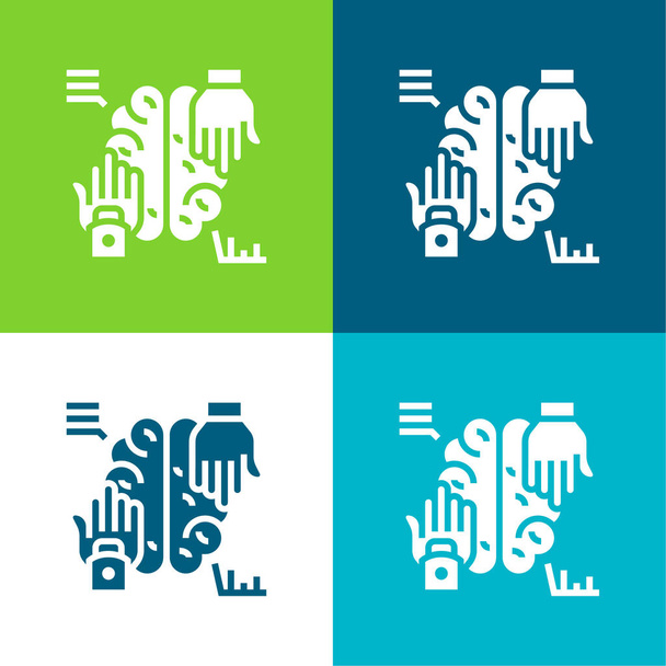 Inteligencia Artificial Plano de cuatro colores mínimo icono conjunto - Vector, Imagen