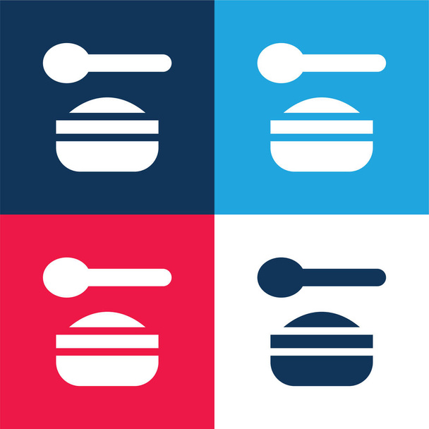 Детское питание синий и красный четыре цвета минимальный набор значков - Вектор,изображение
