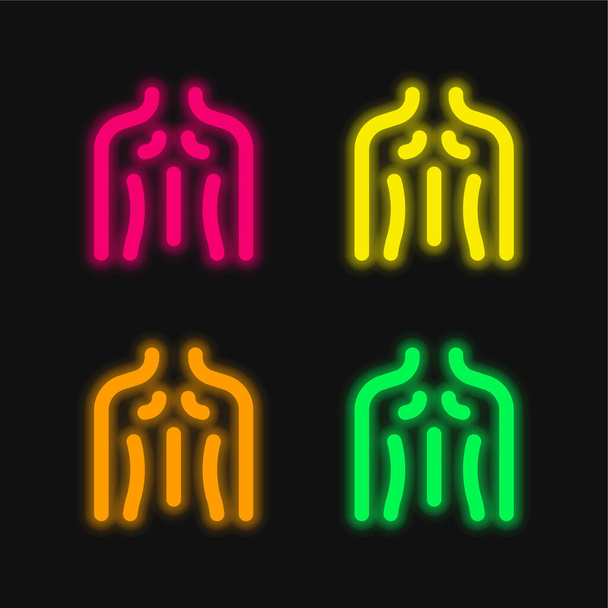 Voltar ícone de vetor de néon brilhante de quatro cores - Vetor, Imagem