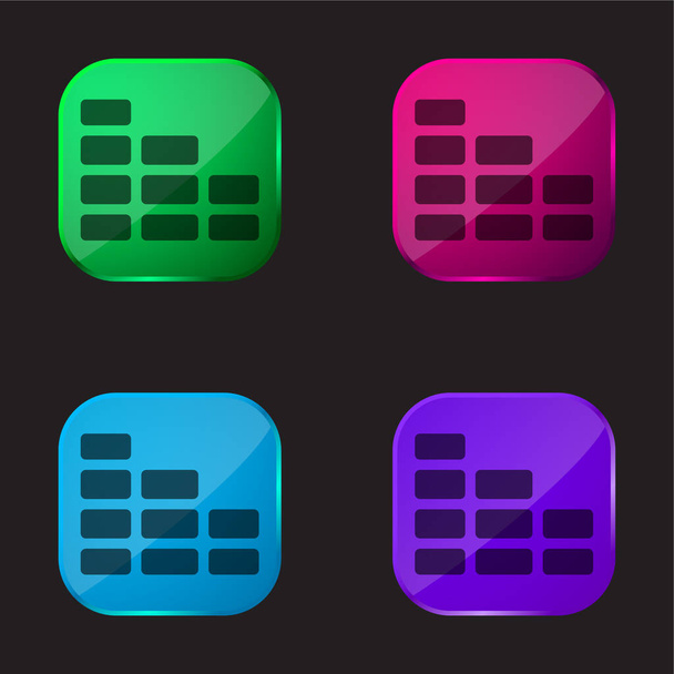 Brick Wall icône de bouton en verre de quatre couleurs - Vecteur, image