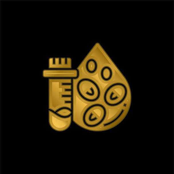 Prueba de hemograma chapado en oro icono metálico o logo vector - Vector, Imagen