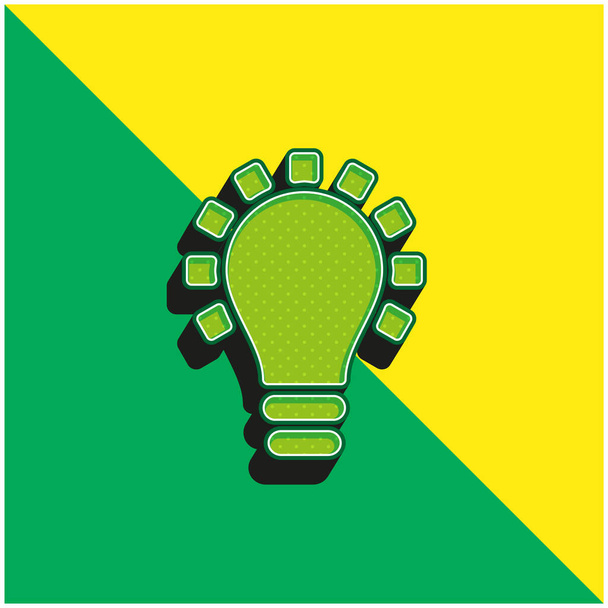 ブラック電球シンボル緑と黄色の現代的な3Dベクトルアイコンのロゴ - ベクター画像