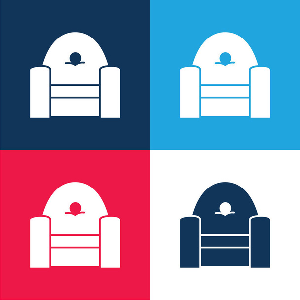 Křeslo Čelní modrá a červená čtyři barvy minimální ikona nastavena - Vektor, obrázek