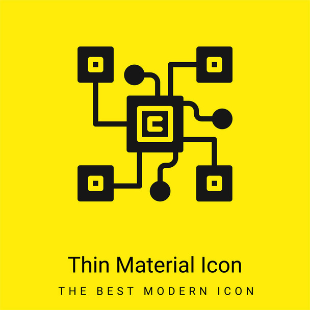 Blockchain minimaalinen kirkkaan keltainen materiaali kuvake - Vektori, kuva