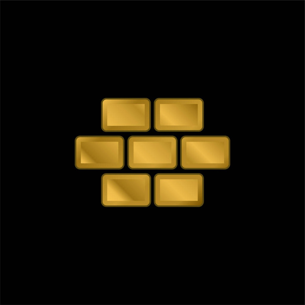 レンガ壁の金メッキ金属アイコンやロゴベクトル - ベクター画像