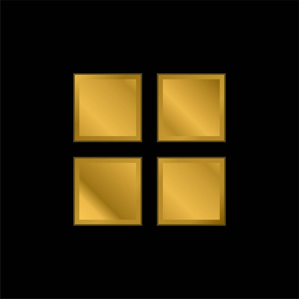 4 Black Squares gold plated metalic icon or logo vector - Vector, Image