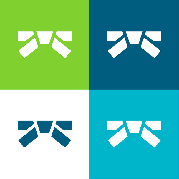 Cinturón Plano de cuatro colores mínimo icono conjunto - Vector, imagen