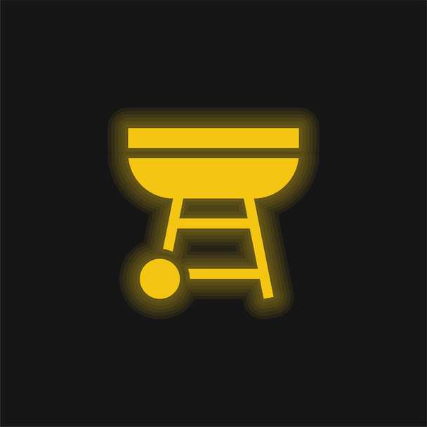Barbecue yellow glowing neon icon - Vector, Image
