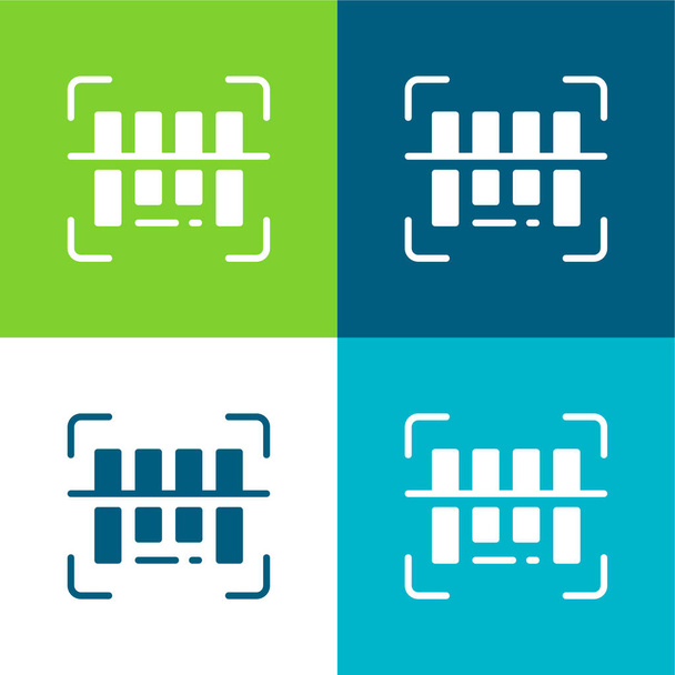 Bars Code Flat four color minimal icon set - Vector, Image