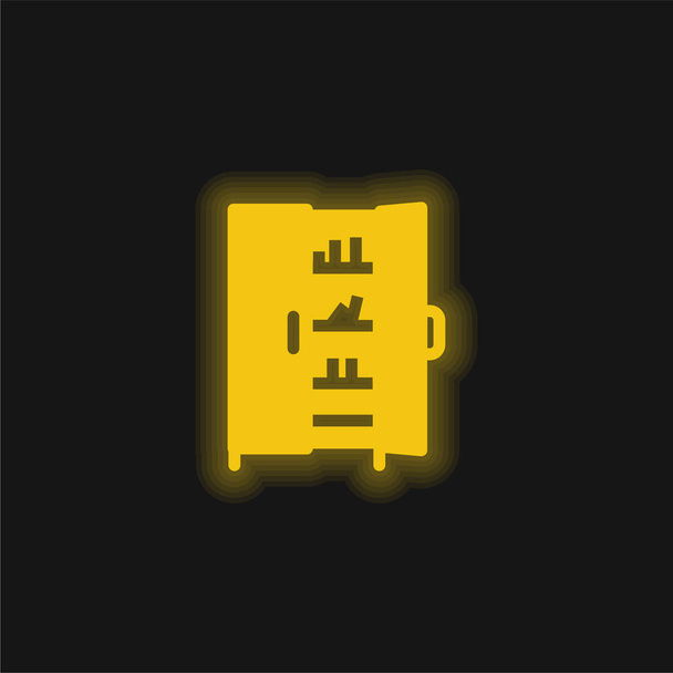 Книжкова полиця З дверима жовта сяюча неонова ікона
 - Вектор, зображення