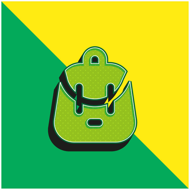 Mochila Verde e amarelo moderno logotipo vetor 3d ícone - Vetor, Imagem