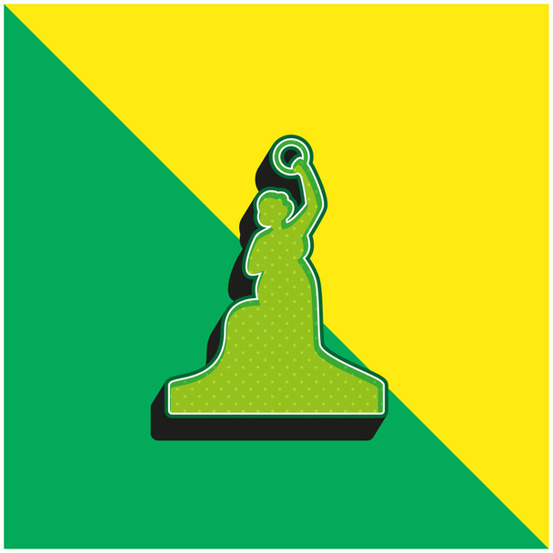 Estatua de Baviera verde y amarillo moderno vector 3d icono logotipo - Vector, Imagen