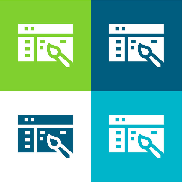 Návrh aplikace Byt čtyři barvy minimální ikona nastavena - Vektor, obrázek