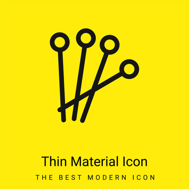 Acupunture Needles minimal bright yellow material icon - Vector, Image