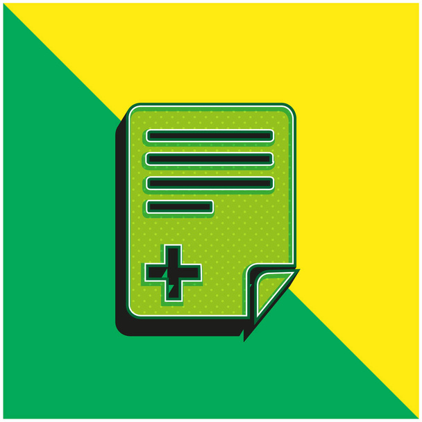 Añadir archivo verde y amarillo moderno logotipo icono del vector 3d - Vector, imagen