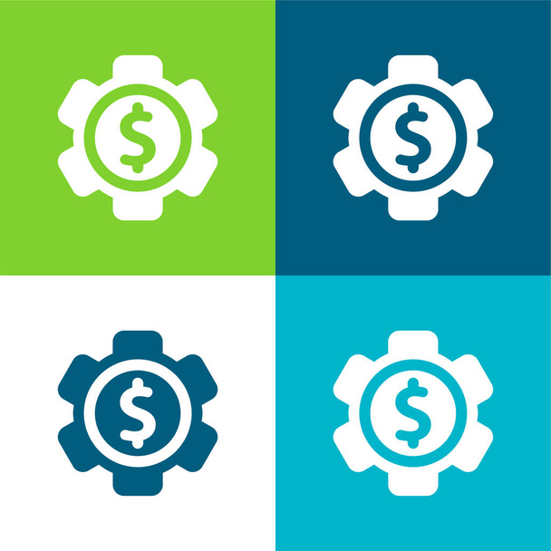 Nastavení banky Byt čtyři barvy minimální ikona nastavena - Vektor, obrázek