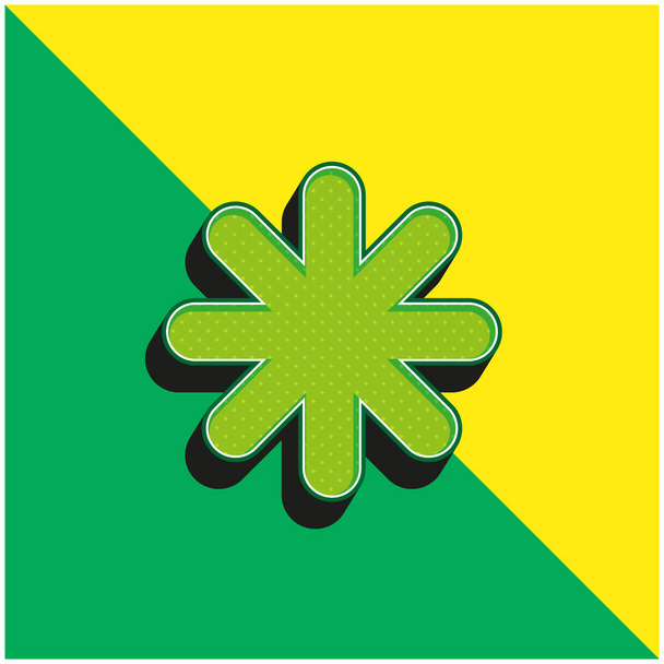 Asterisk Black Star Shape Green and yellow modern 3d vector icon logo - Vector, Image