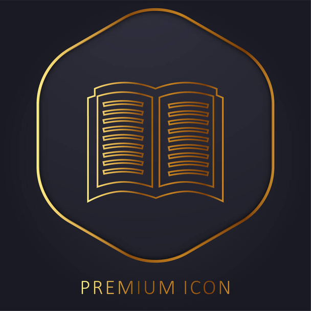 Libro abierto símbolo línea dorada logotipo premium o icono - Vector, imagen