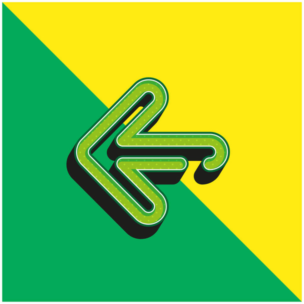 Pfeil links Grünes und gelbes modernes 3D-Vektorsymbol-Logo - Vektor, Bild