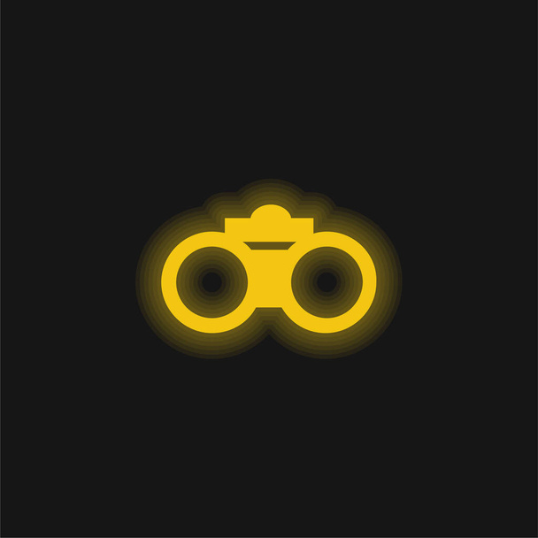 Verrekijker geel gloeiend neon icoon - Vector, afbeelding