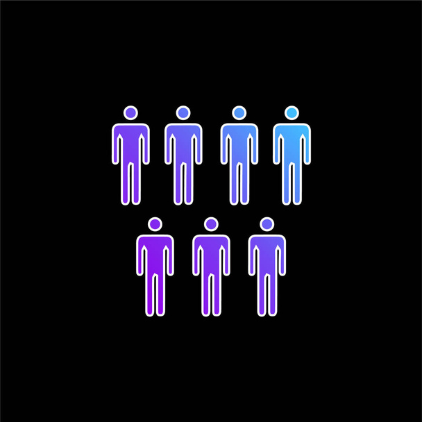 7 Persons Male Silhouettes blue gradient vector icon - Vector, Image