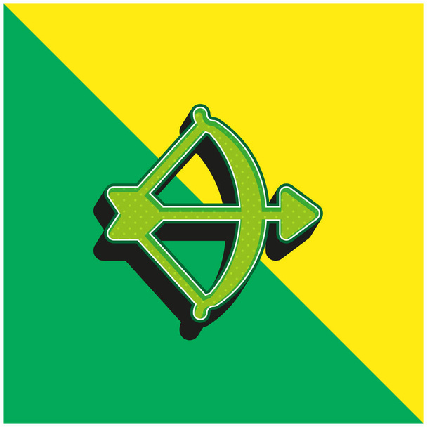 Okçuluk Yeşil ve Sarı Modern 3D vektör simgesi logosu - Vektör, Görsel