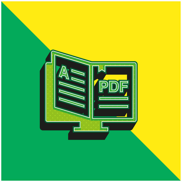 Książka Zielony i żółty nowoczesny ikona wektora 3D logo - Wektor, obraz