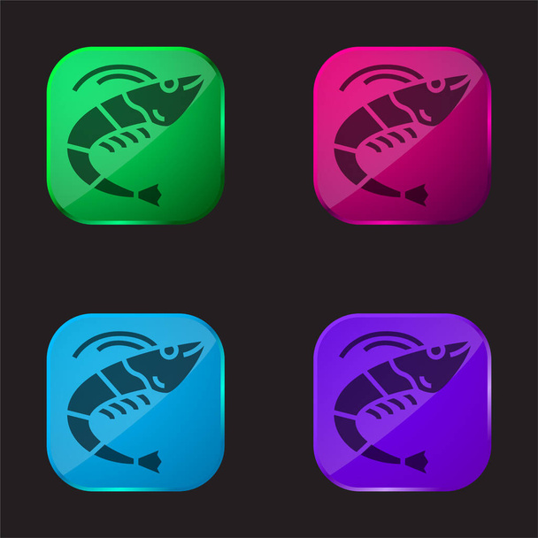 Zvíře čtyři barvy skla ikona tlačítka - Vektor, obrázek