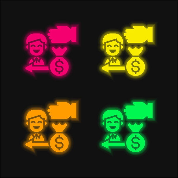 Prendere in prestito quattro colori luminosi icona vettoriale al neon - Vettoriali, immagini