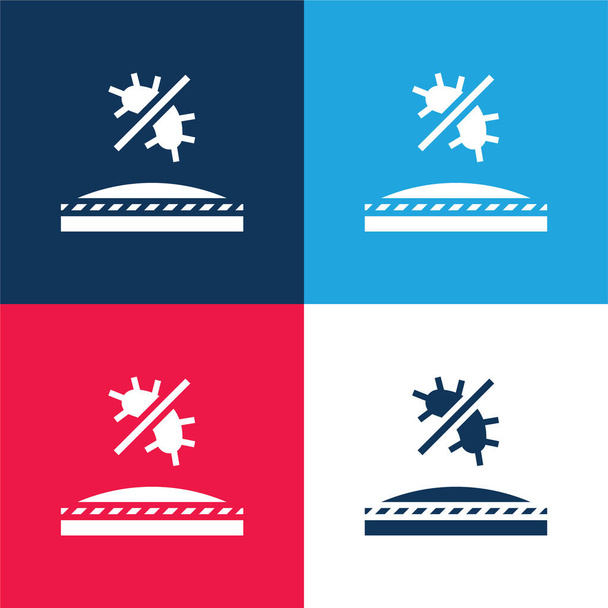 Antibacterial blue and red four color minimal icon set - Vector, Image