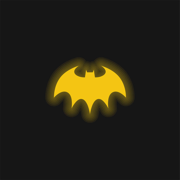 Bat Halloween amarelo brilhante ícone de néon - Vetor, Imagem