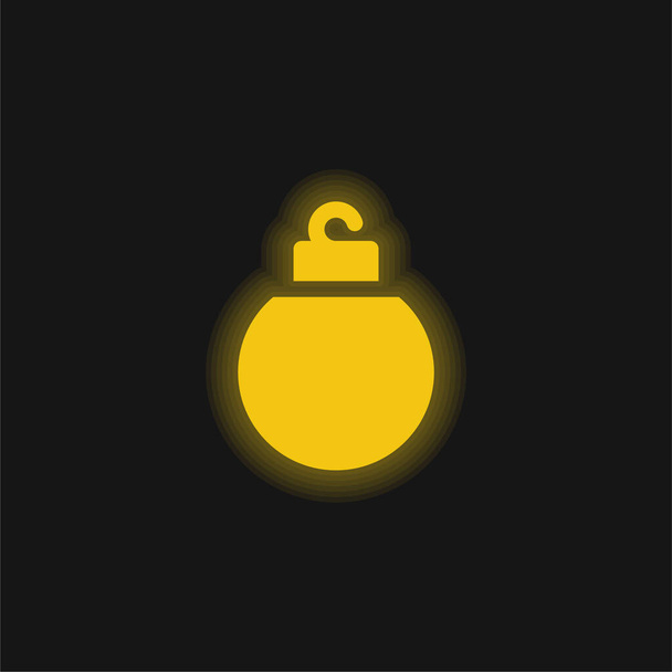 Bauble geel gloeiende neon icoon - Vector, afbeelding