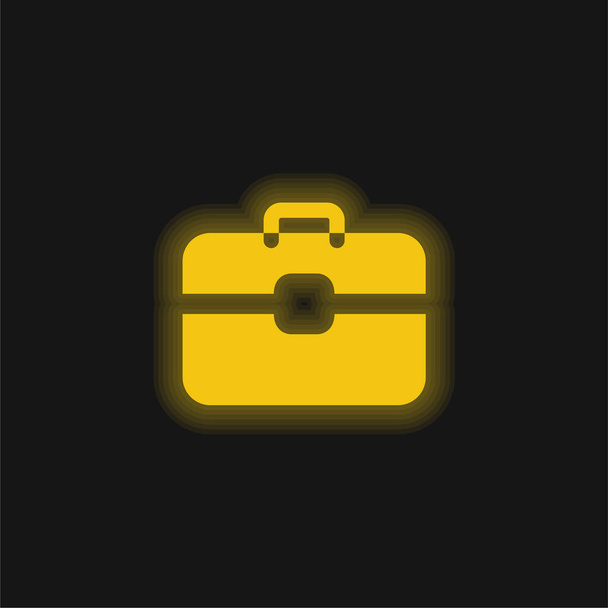 Aktatáska sárga izzó neon ikon - Vektor, kép