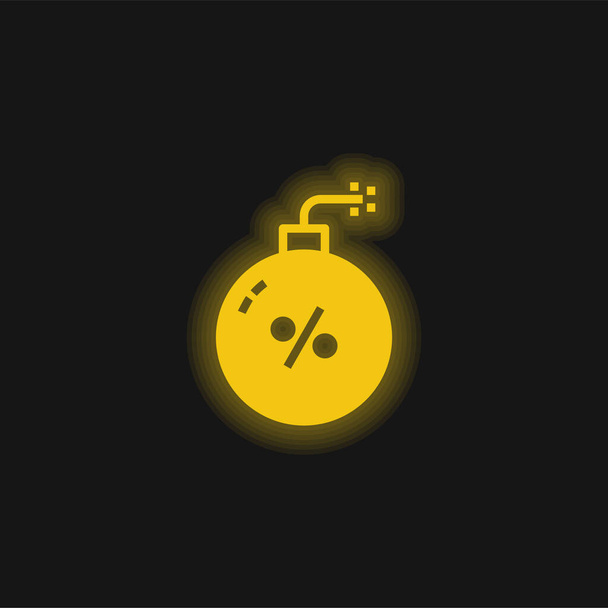 Ícone de néon brilhante amarelo bomba - Vetor, Imagem