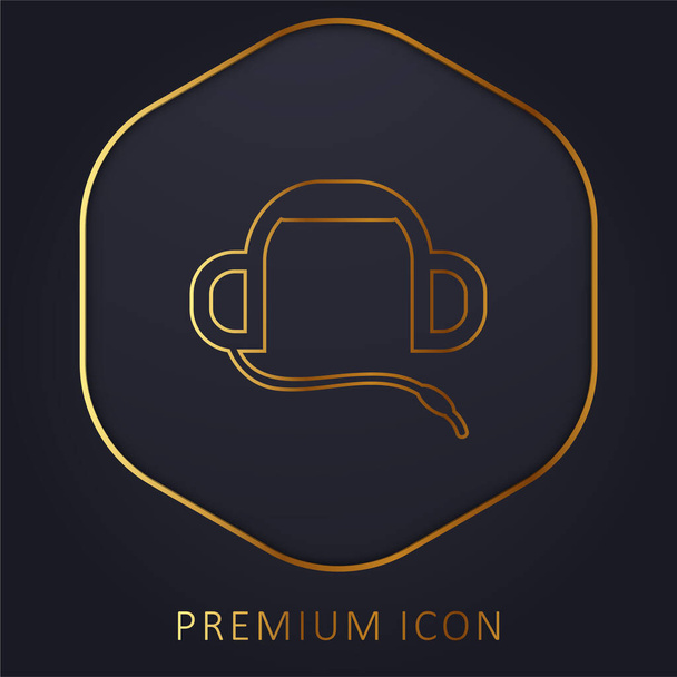 Auriculares línea dorada logotipo premium o icono - Vector, imagen